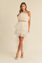MABLE Tulle Tube Ruffle Crop Top and High Low Maxi Skirt Set