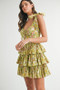 MABLE Floral Print Shoulder Tie Layered Mini Dress