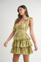 MABLE Floral Print Shoulder Tie Layered Mini Dress
