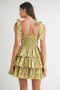 MABLE Floral Print Shoulder Tie Layered Mini Dress