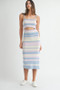 MABLE Multi Color Striped Front Cutout Knit Midi Dress