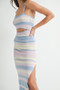 MABLE Multi Color Striped Front Cutout Knit Midi Dress