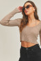 MABLE Long Sleeve Crop Sweater Top and Inner Bra Set