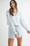 MABLE Long Sleeve Scallop Blouse and Shorts Set