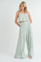 MABLE Crop Cami and Ruffled Wide Leg Pants Set