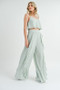 MABLE Crop Cami and Ruffled Wide Leg Pants Set