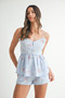 MABLE Stripe Embroidered Peplum Cami and Shorts Set