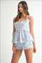MABLE Stripe Embroidered Peplum Cami and Shorts Set