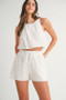 MABLE Eyelet Bubble Hem Sleeveless Top and Shorts Set