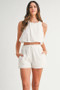 MABLE Eyelet Bubble Hem Sleeveless Top and Shorts Set
