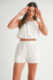 MABLE Eyelet Bubble Hem Sleeveless Top and Shorts Set