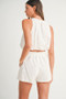 MABLE Eyelet Bubble Hem Sleeveless Top and Shorts Set