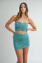 MABLE Ruched Tube Crop Top and Skirt Set