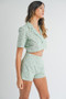 MABLE Eyelet Short Sleeve Crop Top and Shorts Set