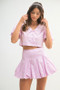 MABLE Puff Sleeve Button Down Top and Bubble Skirt Set
