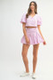 MABLE Puff Sleeve Button Down Top and Bubble Skirt Set