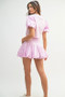 MABLE Puff Sleeve Button Down Top and Bubble Skirt Set