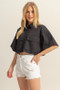 HYFVE Front Pockets Poplin Collared Neck Crop Shirt