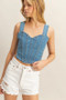 HYFVE Washed Sweetheart Neck Wide Strap Denim Tank