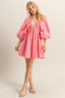 HYFVE Plunge Balloon Sleeve Poplin Mini Dress with Pockets