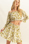 HYFVE Floral Off-Shoulder Flounce Sleeve Top and Skirt Set