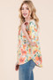 BOMBOM Floral Round Neck Puff Sleeve Top