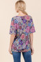 BOMBOM Printed Round Neck Half Sleeve Top