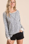 BiBi Leopard Round Neck Long Sleeve T-Shirt