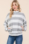 BOMBOM Striped Quarter Zip Drop Shoulder Sweatshirt
