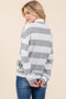 BOMBOM Striped Quarter Zip Drop Shoulder Sweatshirt