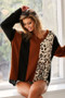 BiBi Brushed Thermal Color Block Top With Leopard