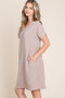 BOMBOM V-Neck Short Sleeve Dress with Pockets