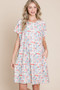 BOMBOM Printed Round Neck Short Sleeve Tee Dress