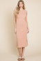 BOMBOM Ribbed Knit Sleeveless Midi Dress