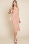 BOMBOM Ribbed Knit Sleeveless Midi Dress