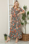 BOMBOM Floral Round Neck Short Sleeve Maxi Tee Dress