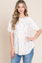 BOMBOM Round Neck Puff Short Sleeve Blouse