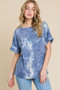 BOMBOM Tie-Dye Round Neck Short Sleeve T-Shirt