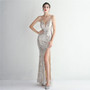 Chic Elegant Sequin Long Straps V-neck Prom Dress Formal Party Slim Evening Dress Chic Mermaid Gown Dress