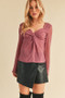 Aemi + Co Twisted Sweetheart Neck Long Sleeve Blouse