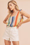 Aemi + Co Contrast Striped Scoop Neck Tie Shoulder Tank