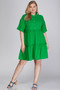 She + Sky Full Size Button Front Frill Tiered Mini Dress Plus Size