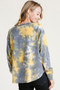 Umgee Full Size Tie Dye Button Front Long Raglan Sleeve Top Plus Size