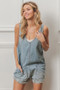 BiBi Folded Hem Vintage Washed Denim Overalls