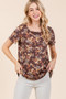BOMBOM Lightweight Floral Round Neck Short Sleeve T-Shirt
