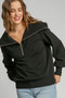 Umgee Full Size Ribbed Knit Half Zipper Sweatshirt Plus Size
