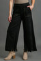 Umgee Full Size Suede Fringe Hem Wide Leg Pants Plus Size