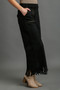 Umgee Full Size Suede Fringe Hem Wide Leg Pants Plus Size