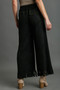 Umgee Full Size Suede Fringe Hem Wide Leg Pants Plus Size
