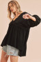 Aemi + Co High-Low Frayed Hem V-Neck Blouse